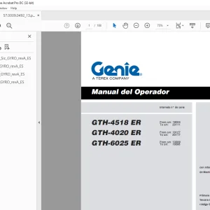 Genie GTH-4518 ER GTH-4020 ER GTH-6025 ER Manual del Operario 57.0009.0492