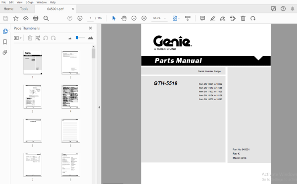 Genie GTH-5519 Parts Manual 645001 - PDF DOWNLOAD - HeyDownloads ...