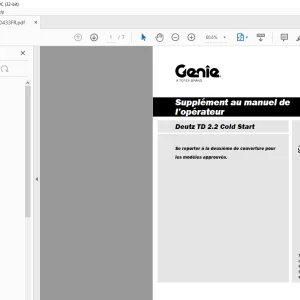 Genie Lift Deutz TD 2.2 Cold Start Supplément au manuel de l’opérateur