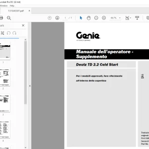 Genie Lift Deutz TD 2.2 Cold Start Supplemento Manuale dell'operatore