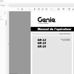 Genie Lift GR-12 GR-15 GR-20 Manuel de l'opérateur 133571