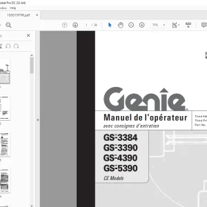 Genie Lift GS-3384 GS-3390 GS-4384 GS-5390 Manuel de l'opérateur 1000197