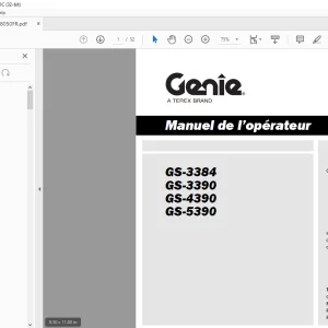 Genie Lift GS-3384 GS-3390 GS-4390 GS-5390 Manuel de l'opérateur 1278050