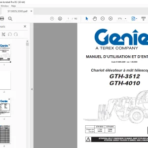 Genie Lift GTH-3512 GTH-4010 MANUEL D’UTILISATION ET D’ENTRETIEN