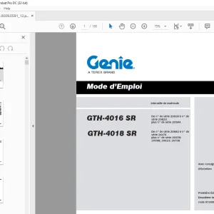 Genie Lift GTH-4016 SR GTH-4018 SR Mode d’Emploi  Manual