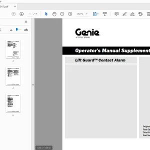 Genie Lift Guard Contact Alarm Supplement Operator's Manual 1278541 PDF