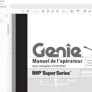 Genie Lift IWP Super Series Manuel de l'opérateur 82909