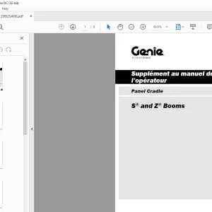 Genie Lift Panel Cradle S & Z Booms Supplément au manuel de l’opérateur