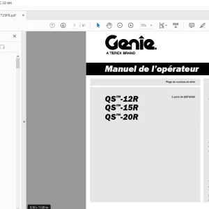 Genie Lift QS-12R QS-15R QS-20R Manuel de l'opérateur 1297729