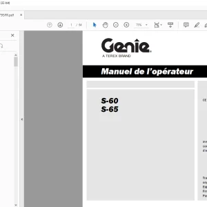 Genie Lift S-60 S-65 Manuel de l’opérateur 1258795