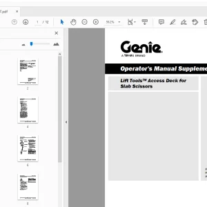 Genie Lift Tools Access Deck For Slab Scissors Operator's Manual - PDF