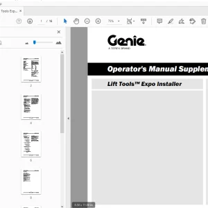 Genie Lift Tools Expo Installer Operator's Manual (Supplement) 1286259 - PDF