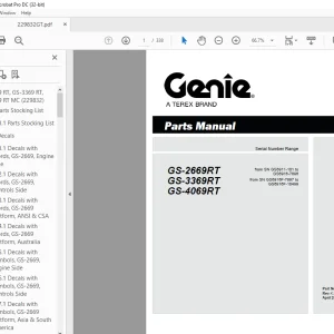 Genie Lift Truck GS-2669RT GS-3369RT GS-4069RT Parts Manual 229832GT