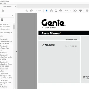Genie Lift Truck GTH-1056 Parts Manual 1303146 - PDF DOWNLOAD