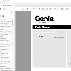 Genie Telehandlers GTH-844 Parts Manual 1286739GT - PDF DOWNLOAD