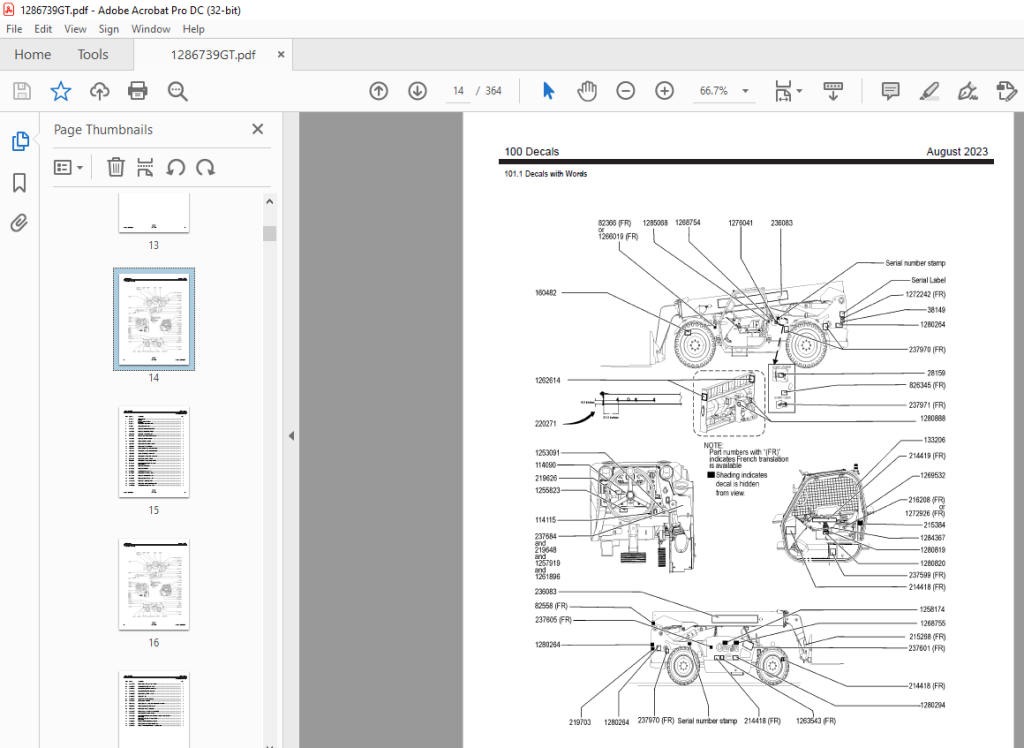 Genie Telehandlers GTH-844 Parts Manual 1286739GT - PDF DOWNLOAD ...