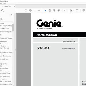 Genie Lift Truck GTH-844 Parts Manual 1315852 PDF