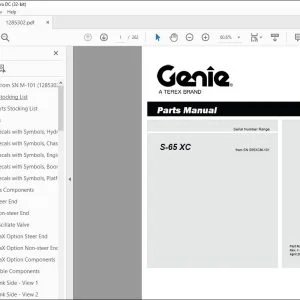 Genie Lift Truck S-65 XC Parts Manual 1285302 PDF
