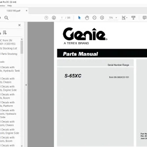 Genie Lift Truck S-65 XC Parts Manual 1303193 - PDF DOWNLOAD