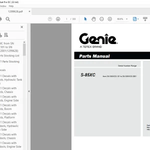 Genie Lift Truck S-85XC Parts Manual 1299628 - PDF DOWNLOAD