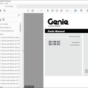Genie Lift Truck SX-105 XC SX-125 XC Parts Manual 1277710 PDF
