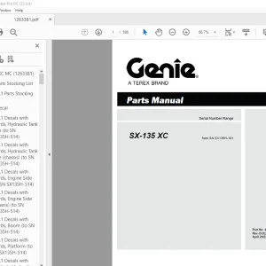 Genie Lift Truck SX-135 XC Parts Manual 1263381 - PDF DOWNLOAD