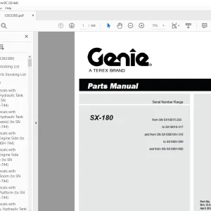 Genie Lift Truck SX-180 Parts Manual 1263380 - PDF DOWNLOAD