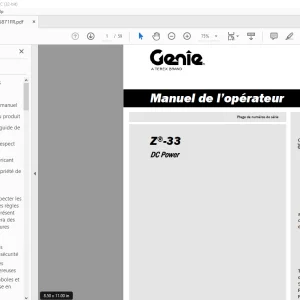 Genie Lift Z-33 DC Power Manuel de l'opérateur 1315871