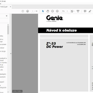 Genie Lift Z-33 DC Power Návod k Obsluze Manual 1257143