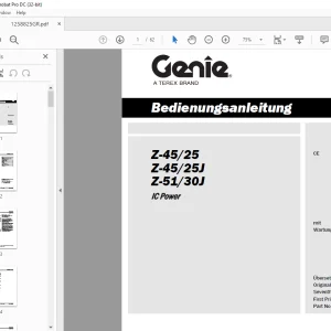 Genie Lift Z-45/25 Z-45/25J Z-51/30J IC Power Bedienungsanleitung 1258825