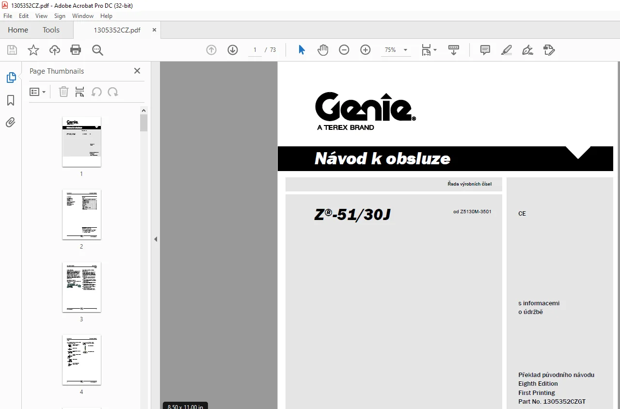 Genie Lift Z-5130J Nรกvod k Obsluze Manual 1305352 - Image 3