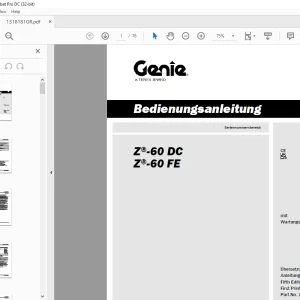 Genie Lift Z-60 DC Z-60 FE Bedienungsanleitung 1318181 PDF