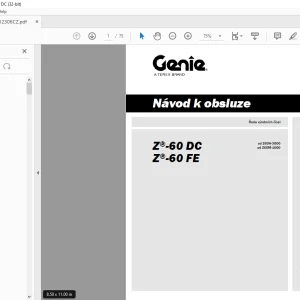 Genie Lift Z-60 DC Z®-60 FE Návod k Obsluze Manual 1312306