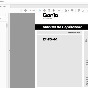 Genie Lift Z-80/60 Manuel de l’opérateur 1318180 PDF