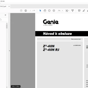 Genie Lift Z-40N Z-40N RJ Návod k Obsluze 1315874