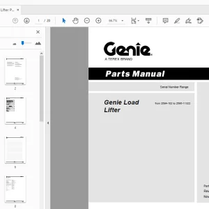Genie Load Lifter Parts Manual 20950 - PDF DOWNLOAD