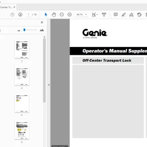 Operator's Manual Supplement for Genie Off-Center Transport Lock PDF