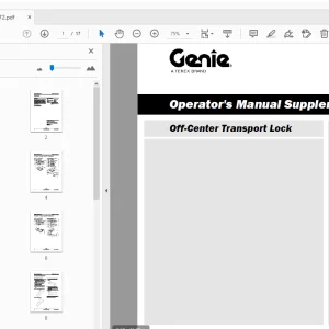 Genie Off-Center Transport Lock Operator's Manual (Supplement) - PDF