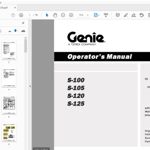 Genie S-100 S-105 S-120 S-125 Operator's Manual 228459 PDF