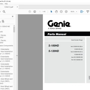 Genie Lift Truck S-100HD S-120HD Parts Manual 1256212 - PDF DOWNLOAD