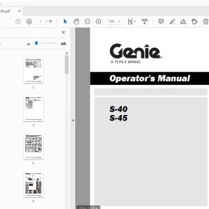 Genie S-40 S-45 Operator's Manual 1259836 - PDF DOWNLOAD
