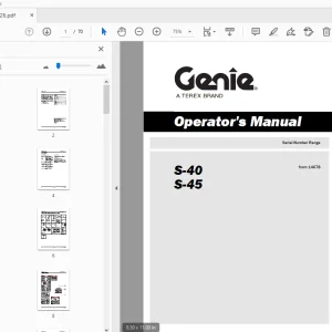 Genie S-40 S-45 Operator's Manual 133026 - PDF DOWNLOAD