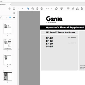 Genie S-40 S-45 S-60 S-65 Lift Guard Sensor for Booms Operator's Manual - PDF