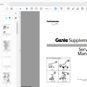 Genie S-40 S-80 & 85 Z-45/22 Z-60/34 Supplement Service Manual 35023 - PDF