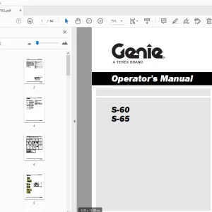 Genie S-60 S-65 Operator's Manual 1258795 - PDF DOWNLOAD