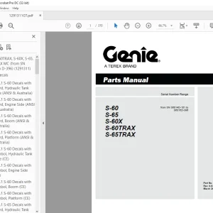 Genie S-60 S-65 S-60X S-60TRAX S-65TRAX Parts Manual 1291311GT PDF