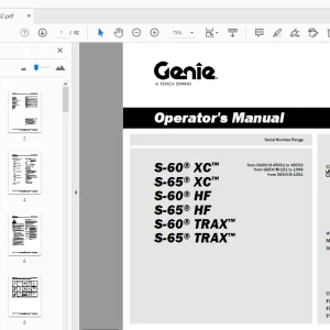 Genie S-60 S-65 XC HF TRAX Boom Lift Operator's Manual PDF