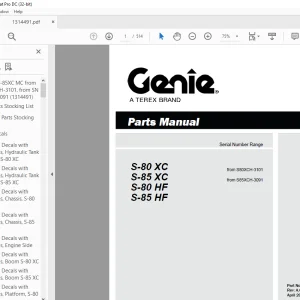 Genie S-80 XC S-85 XC S-80 HF S-85 HF Parts Manual 1314491 - PDF DOWNLOAD