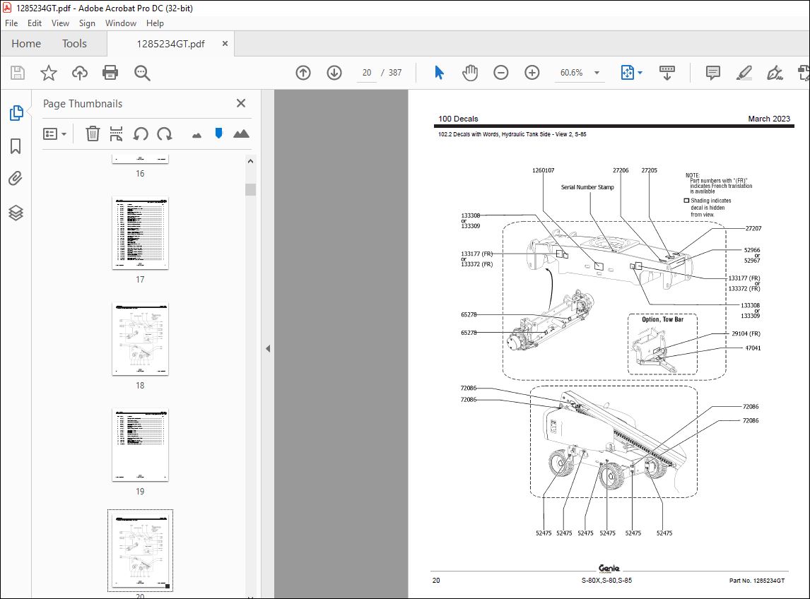 Genie S-80X S-80 S-85 Parts Manual - PDF DOWNLOAD - HeyDownloads ...