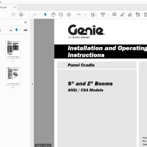 Genie S & Z Booms ANSI/CSA Models Installation & Operation Manual 82443 - PDF